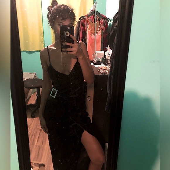 ZARA BUCKLED JACQUARD Velvet DRESS - Picture 1 of 13